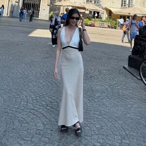 Zara Linen Blend Backless Dress